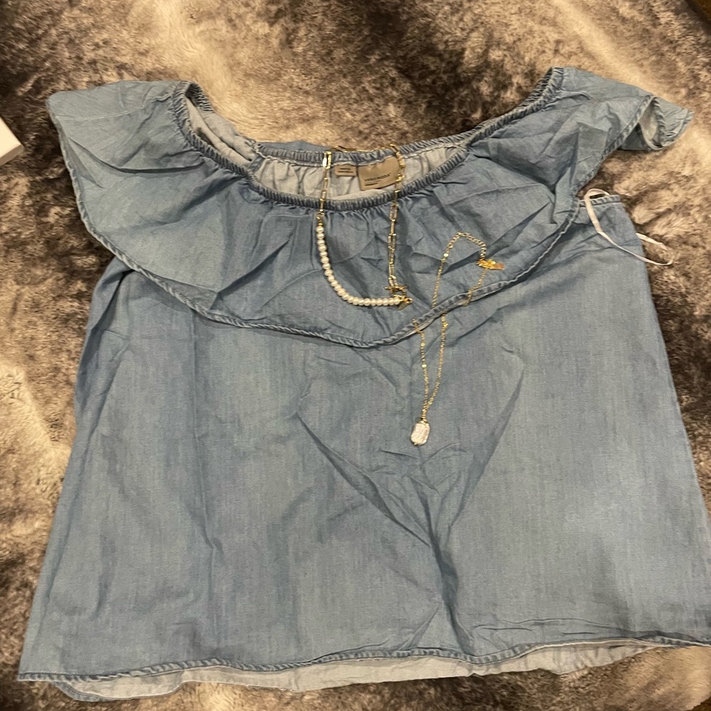 Women's Blue Off-Shoulder Top